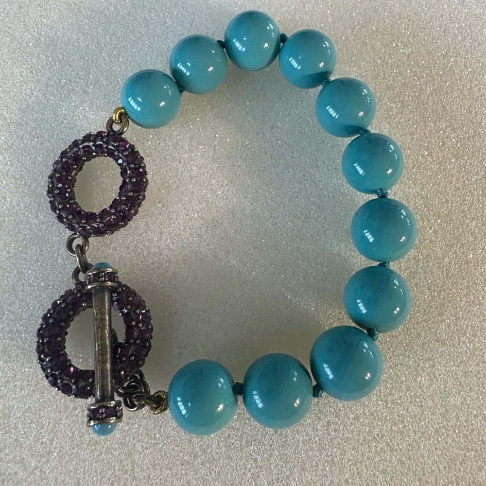 Heidi Daus Turquoise and Purple Beaded Bracelet